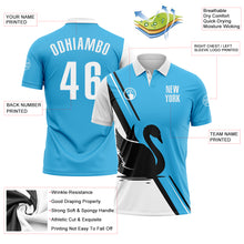 Charger l&#39;image dans la galerie, Custom Sky Blue White-Black 3D Pattern Design Animal Swan Performance Polo Shirt
