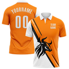 Charger l&#39;image dans la galerie, Custom Bay Orange White-Black 3D Pattern Design Animal Bull Performance Polo Shirt
