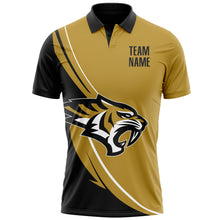 Charger l&#39;image dans la galerie, Custom Old Gold Black-White 3D Pattern Design Animal Tiger Performance Polo Shirt
