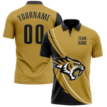 Charger l&#39;image dans la galerie, Custom Old Gold Black-White 3D Pattern Design Animal Tiger Performance Polo Shirt
