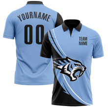 Charger l&#39;image dans la galerie, Custom Light Blue Black-White 3D Pattern Design Animal Tiger Performance Polo Shirt
