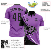Charger l&#39;image dans la galerie, Custom Medium Purple Black-White 3D Pattern Design Animal Leopard Performance Polo Shirt
