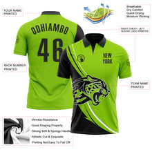 Charger l&#39;image dans la galerie, Custom Neon Green Black-White 3D Pattern Design Animal Leopard Performance Polo Shirt
