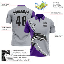 Charger l&#39;image dans la galerie, Custom Gray Black-Purple 3D Pattern Design Animal Dolphin Performance Polo Shirt

