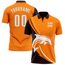 Charger l&#39;image dans la galerie, Custom Bay Orange White-Brown 3D Pattern Design Animal Dolphin Performance Polo Shirt
