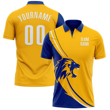 Charger l&#39;image dans la galerie, Custom Gold White-Royal 3D Pattern Design Animal Lion Performance Polo Shirt
