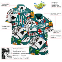 Load image into Gallery viewer, Custom Teal White 3D Gambling Poker Performance Polo Shirt
