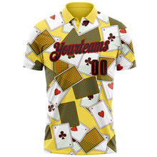 Load image into Gallery viewer, Custom Yellow Black-Red 3D Gambling Poker Performance Polo Shirt
