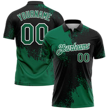 Charger l&#39;image dans la galerie, Custom Kelly Green Black-White 3D Pattern Design Abstract Brush Stroke Performance Polo Shirt
