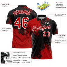 Charger l&#39;image dans la galerie, Custom Red Black-White 3D Pattern Design Abstract Brush Stroke Performance Polo Shirt
