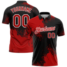 Charger l&#39;image dans la galerie, Custom Red Black-White 3D Pattern Design Abstract Brush Stroke Performance Polo Shirt
