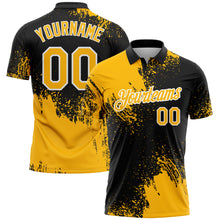 Charger l&#39;image dans la galerie, Custom Gold Black-White 3D Pattern Design Abstract Brush Stroke Performance Polo Shirt
