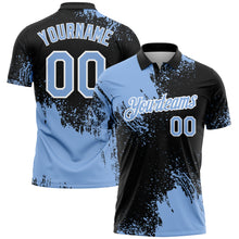 Charger l&#39;image dans la galerie, Custom Light Blue Black-White 3D Pattern Design Abstract Brush Stroke Performance Polo Shirt

