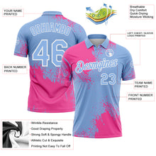 Charger l&#39;image dans la galerie, Custom Pink Light Blue-White 3D Pattern Design Abstract Brush Stroke Performance Polo Shirt
