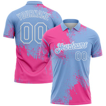 Charger l&#39;image dans la galerie, Custom Pink Light Blue-White 3D Pattern Design Abstract Brush Stroke Performance Polo Shirt
