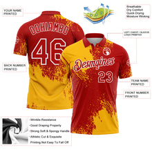 Load image into Gallery viewer, Custom Gold Red-White 3D Pattern Design Abstract Brush Stroke Performance Polo Shirt
