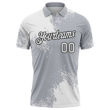 Load image into Gallery viewer, Custom White Gray-Black 3D Pattern Design Abstract Brush Stroke Performance Polo Shirt
