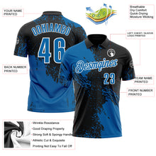Charger l&#39;image dans la galerie, Custom Blue Black-White 3D Pattern Design Abstract Brush Stroke Performance Polo Shirt
