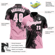 Charger l&#39;image dans la galerie, Custom Light Pink Black-White 3D Pattern Design Abstract Brush Stroke Performance Polo Shirt
