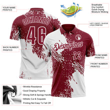 Charger l&#39;image dans la galerie, Custom White Crimson 3D Pattern Design Abstract Brush Stroke Performance Polo Shirt

