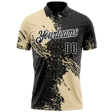 Charger l&#39;image dans la galerie, Custom Cream Black-White 3D Pattern Design Abstract Brush Stroke Performance Polo Shirt
