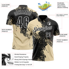 Charger l&#39;image dans la galerie, Custom Cream Black-White 3D Pattern Design Abstract Brush Stroke Performance Polo Shirt
