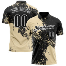 Charger l&#39;image dans la galerie, Custom Cream Black-White 3D Pattern Design Abstract Brush Stroke Performance Polo Shirt
