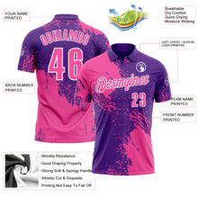 Charger l&#39;image dans la galerie, Custom Pink Purple-White 3D Pattern Design Abstract Brush Stroke Performance Polo Shirt

