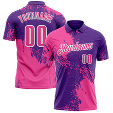 Charger l&#39;image dans la galerie, Custom Pink Purple-White 3D Pattern Design Abstract Brush Stroke Performance Polo Shirt

