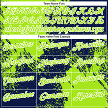 Charger l&#39;image dans la galerie, Custom Neon Green Navy-White 3D Pattern Design Abstract Brush Stroke Performance Polo Shirt
