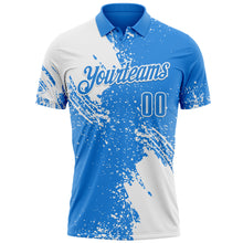 Charger l&#39;image dans la galerie, Custom White Powder Blue 3D Pattern Design Abstract Brush Stroke Performance Polo Shirt
