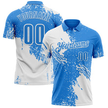 Charger l&#39;image dans la galerie, Custom White Powder Blue 3D Pattern Design Abstract Brush Stroke Performance Polo Shirt
