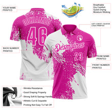 Charger l&#39;image dans la galerie, Custom White Deep Pink 3D Pattern Design Abstract Brush Stroke Performance Polo Shirt
