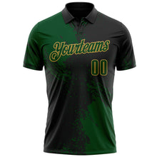 Charger l&#39;image dans la galerie, Custom Green Black-Old Gold 3D Pattern Design Abstract Brush Stroke Performance Polo Shirt
