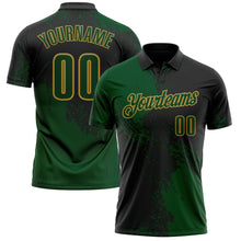 Charger l&#39;image dans la galerie, Custom Green Black-Old Gold 3D Pattern Design Abstract Brush Stroke Performance Polo Shirt

