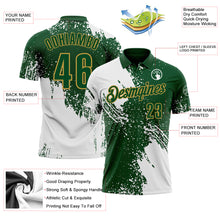 Charger l&#39;image dans la galerie, Custom White Green-Old Gold 3D Pattern Design Abstract Brush Stroke Performance Polo Shirt
