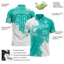 Charger l&#39;image dans la galerie, Custom White Aqua 3D Pattern Design Abstract Brush Stroke Performance Polo Shirt
