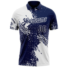 Charger l&#39;image dans la galerie, Custom White Navy 3D Pattern Design Abstract Brush Stroke Performance Polo Shirt
