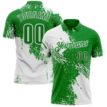 Charger l&#39;image dans la galerie, Custom White Grass Green 3D Pattern Design Abstract Brush Stroke Performance Polo Shirt
