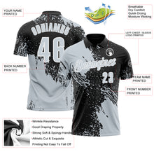 Charger l&#39;image dans la galerie, Custom Silver Black-White 3D Pattern Design Abstract Brush Stroke Performance Polo Shirt
