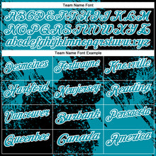 Charger l&#39;image dans la galerie, Custom Teal Black-White 3D Pattern Design Abstract Brush Stroke Performance Polo Shirt
