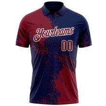 Charger l&#39;image dans la galerie, Custom Crimson Navy-White 3D Pattern Design Abstract Brush Stroke Performance Polo Shirt
