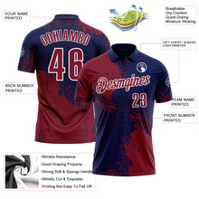 Charger l&#39;image dans la galerie, Custom Crimson Navy-White 3D Pattern Design Abstract Brush Stroke Performance Polo Shirt
