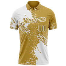 Charger l&#39;image dans la galerie, Custom White Old Gold 3D Pattern Design Abstract Brush Stroke Performance Polo Shirt
