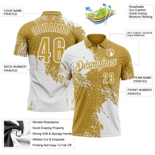 Charger l&#39;image dans la galerie, Custom White Old Gold 3D Pattern Design Abstract Brush Stroke Performance Polo Shirt
