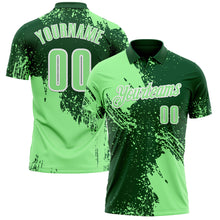 Charger l&#39;image dans la galerie, Custom Pea Green Green-White 3D Pattern Design Abstract Brush Stroke Performance Polo Shirt
