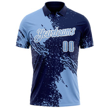 Charger l&#39;image dans la galerie, Custom Light Blue Navy-White 3D Pattern Design Abstract Brush Stroke Performance Polo Shirt
