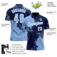 Charger l&#39;image dans la galerie, Custom Light Blue Navy-White 3D Pattern Design Abstract Brush Stroke Performance Polo Shirt
