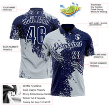 Charger l&#39;image dans la galerie, Custom Silver Navy-White 3D Pattern Design Abstract Brush Stroke Performance Polo Shirt
