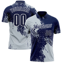 Charger l&#39;image dans la galerie, Custom Silver Navy-White 3D Pattern Design Abstract Brush Stroke Performance Polo Shirt
